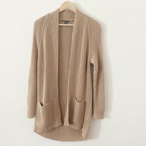 Vince Chunky Ribbed Open Front Cardigan XS beige
